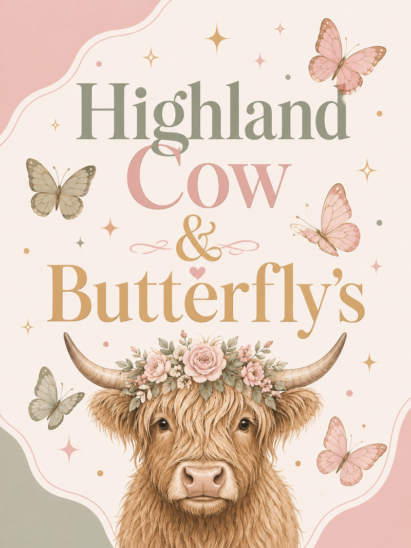 Highland Cows/Butterflys